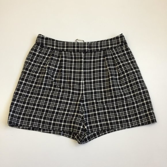 NWT L'AGENCE Black White High Rise Waist Tweed Style Shorts